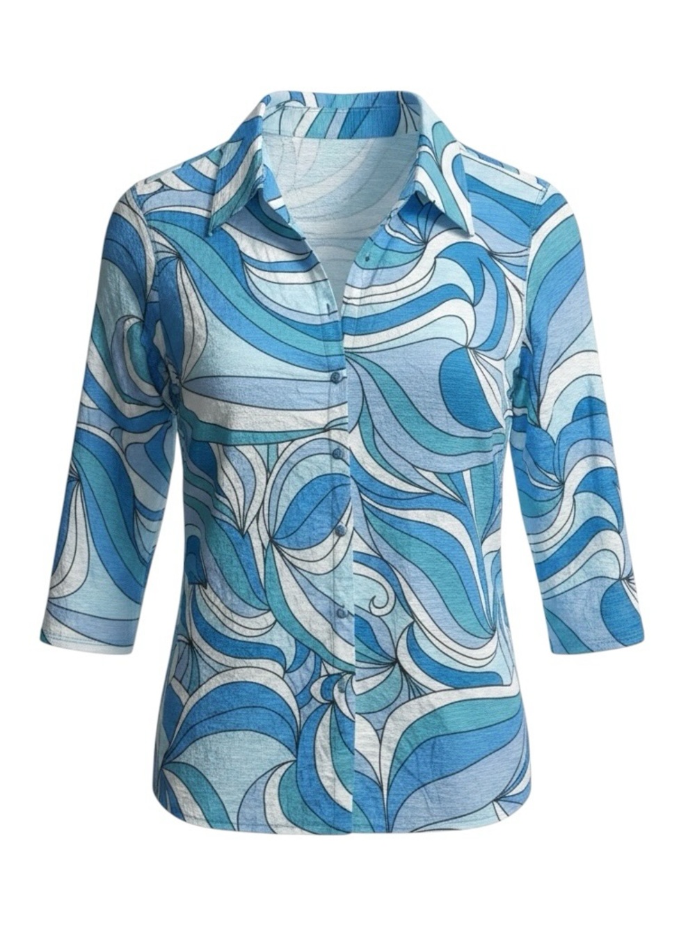 David Cline Crushed 3/4 Sleeve Powder  Shirt Size Medium